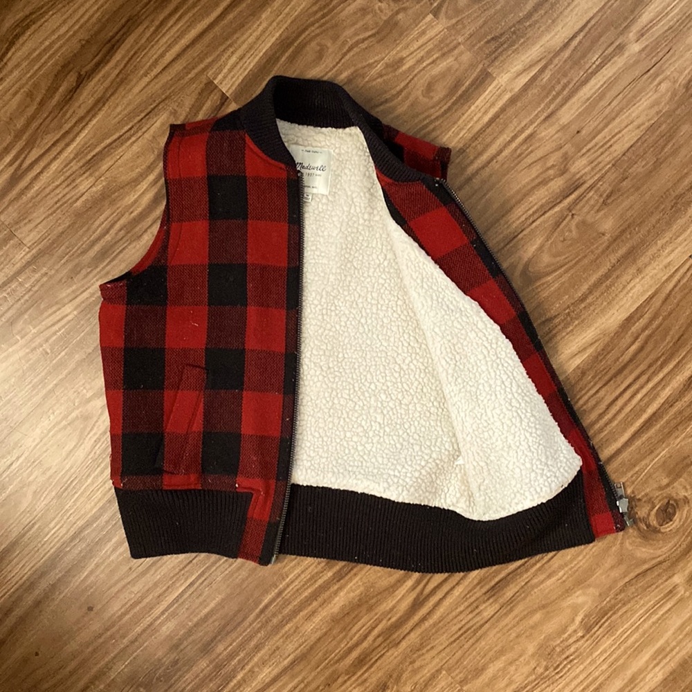 Madewell size Medium Buffalo print vest with Sherpa lining
